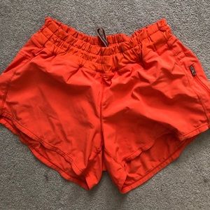 orange lululemon shorts